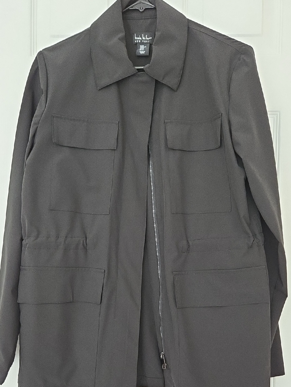 Nicole Miller Black Utility Jacket with Front Zip